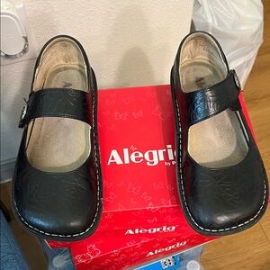 Alegria women’s Black Embossed Mary Jane Shoes
